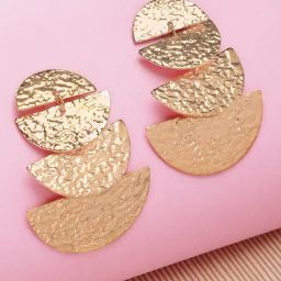 Karatcart Gold Plated Hammered Design Dangler Earrings-28