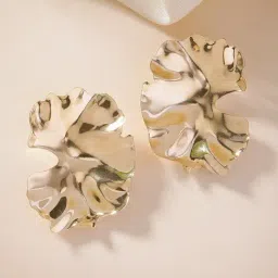 Karatcart Gold Plated Organic Design Contemporary Stud Earrings-image-41