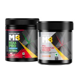 MuscleBlaze PRE Workout 200 Xtreme 0.22 lb Fruit Punch & BCAA Pro 0.53 lb Watermelon Kool Aid Combo-10