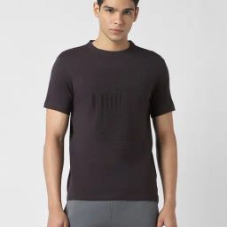 Van Heusen Brown Cotton Slim Fit Printed T-Shirt-image-64