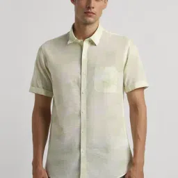 Peter England Green Cotton Slim Fit Printed Shirt-picture-48