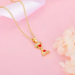 GIVA Love is Everywhere 925 Silver Enamel Time for Love Pendant with Link Chain in Gold-Plating-image-8