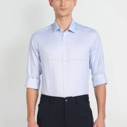 Arrow Blue Cotton Slim Fit Texture Shirt-image-99