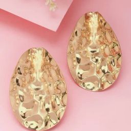 Karatcart Gold Plated Hammered Design Drop Earrings-42