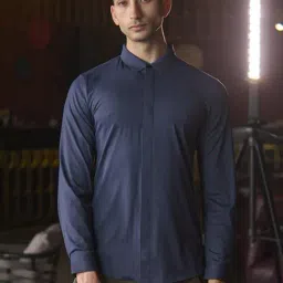 Odette Franco Grey Polyester Lycra Solid Shirt-picture-2