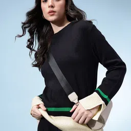 glitchez Contrast Detail Slit Sleeves Pullover-picture-1