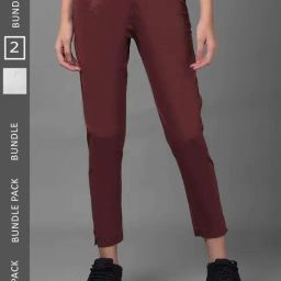 Dollar Missy Maroon & White Cotton Pants - Pack Of 2-image-14