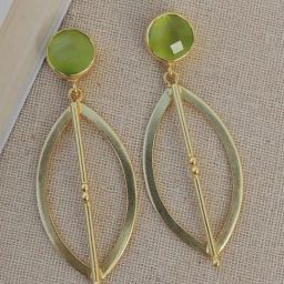 Johori Green & Golden Dangler Earrings-13