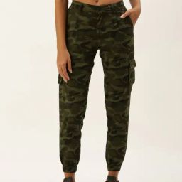 IVOC Olive Printed Regular Fit Mid Rise Joggers-image-34
