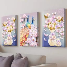 Art Street Printed Pink Cotton Canvas Wall Art - Set of 3-image-17