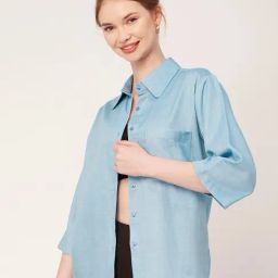 Moomaya Sky Blue Regular Fit Shirt-picture-3