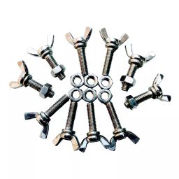 Mec Size M8x30 mm Wing Butterfly Bolt Sets Screws with Hex Nut, MEC0016 (Pack of 10 Pcs)-0