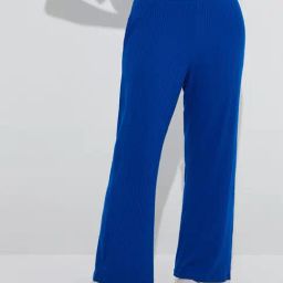 Wunderlove by Westside Blue Ribbed-Textured High-Rise Pants-image-85