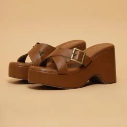 Eridani Women's Isla Tan Cross Strap Sandals-picture-16