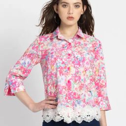 SHAYE Pink Floral Print Shirt-image-61