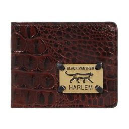 Hidesign Dark Brown & Red Harlem Animal Effect Small Leather Bi-Fold Wallet-14