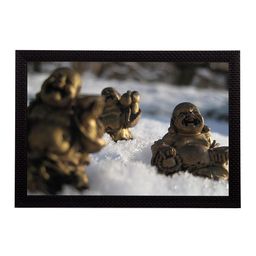 eCraftIndia Multicoloured Lauging Buddha UV Wall Art-image-58