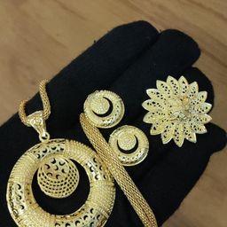 niva fashion Gold-Plated Floral Necklace With Earrings And Finger Ring-picture-31