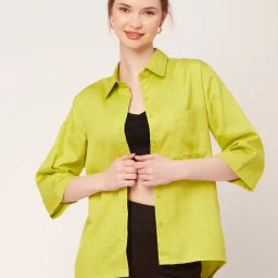 Moomaya Lime Green Regular Fit Shirt-image-31