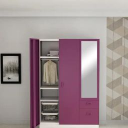 Godrej Interio Slimline Blend 3-Door Steel Almirah, Textured Purple (1-Year Warranty, 1 Locker, 3 Drawers)-image-94