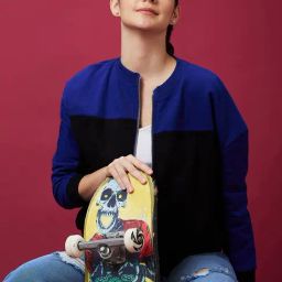 Globus Blue & Back Cotton Color-block Sweatshirt-picture-6