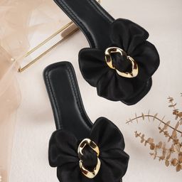 AVIVASTYLE Women Bow Detailed Open Toe Flats-5