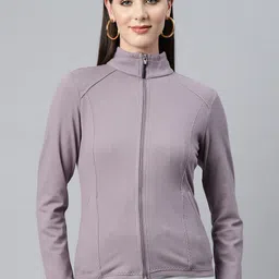 Nayam By Lakshita Fleece Stand Collar Sporty Jacket-image-62