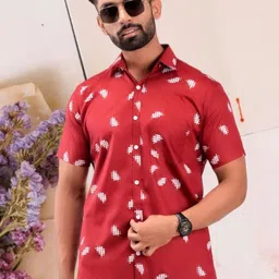 BASE 41 Men Standard Fit Abstract Printed Spread Collar Casual Shirt-image-53