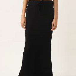 Ms.Lingies Black Plain Saree Shapewear-98