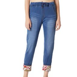 Miss Chase Blue Regular Fit Lightly Washed Joggers-image-45