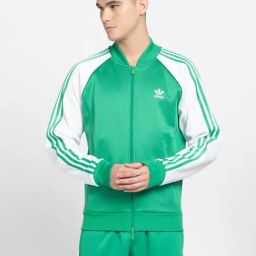 Adidas Originals Classics+ SST Green & White Regular Fit Striped Sweatshirt-image-49