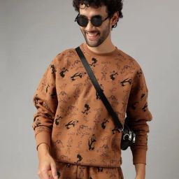 Free Authority Brown Loose Fit Looney Tunes Print Sweatshirt-picture-38
