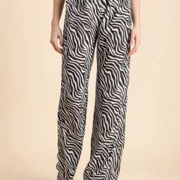 Moomaya Black & White Printed High Rise Palazzos-19