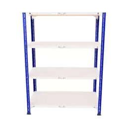 Menage 48x35x18 Inch 4 Shelf 14 Angle Metal Black and Ivory Slotted Angle Rack-image-98