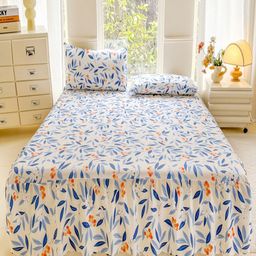 JC HOME Multicoloured 140 TC Single Bedsheet with 1 Pillow Covers-image-123