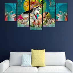 Myntra Elegant Homes Grey & Gold-Toned 5 Piece Wood Religious Wall Paintings-image-23