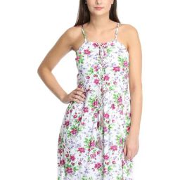 DODO & MOA White Floral Print A Line Dress-image-9