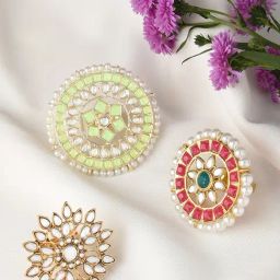 Zaveri Pearls Set Of 3 Wedding Collection Adjustable Finger Rings-ZPFK11494-19