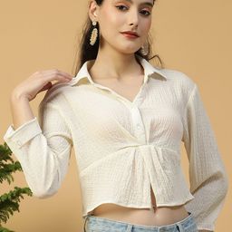 Oxolloxo Women Self Design crop Shirt Style Top-image-89