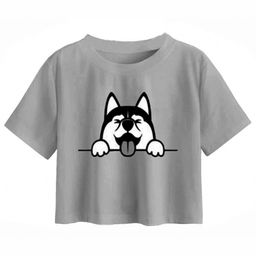 100LUCK Girls Casual Printed Regular Fit Solid Round Neck Half Sleeve Cotton Crop Top-picture-9