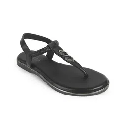 Tresmode Sola Black Women T-Strap Flats-image-52