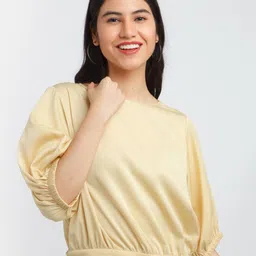Zink London Women Yellow Blouson Tie-Up Top-image-68