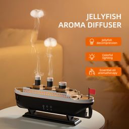 Inditradition Titanic Steam Ship Design Humidifier Diffuser For Home, Office | Ultrasonic Aromatherapy Mist Diffuser (With Multi-Colour LED, 12 X 5.5 Inches, 250ml Tank) (Black) image 4