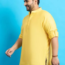 bigbanana Plus Size Men's Regular Fit Solid Short Kurta image 3