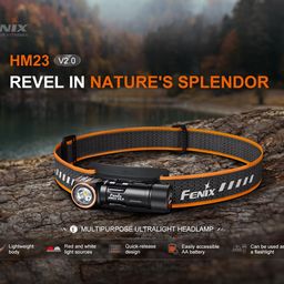 Fenix HM23 V2 Headlamp and Flashlight Combined in 1, 300 Lumens, White and Red Light image 4