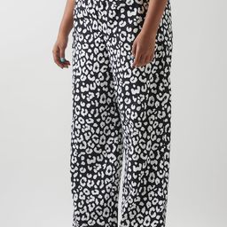 bewakoof Women's All Over Printed Regular Fit Poplin Plus Size Wide Leg Pyjamas image 2