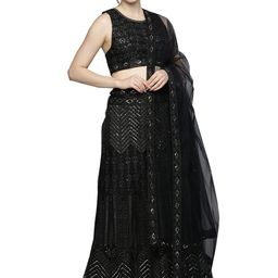 varni fabrics: a lady's first love Soft Net Lehenga Choli Set,Zari Embroidered, with Dupatta image 1