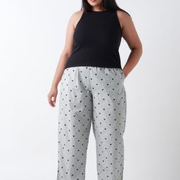 bewakoof Women's All Over Print Regular Fit Poplin Plus Size Pyjama image 5