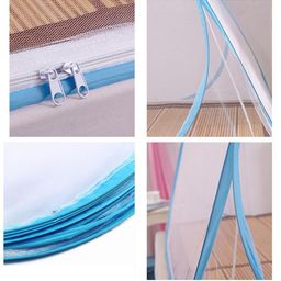 Story@home Foldable Mosquito Net, Aesthetic Net with Soft Mesh & 2 Side Zipper Openings, Fancy Mosquito Net for Indoor & Outdoor Use, King Size, Blue image 2