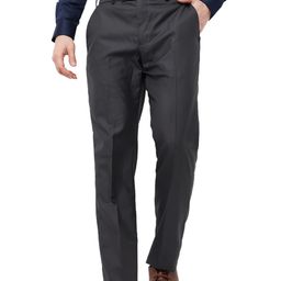 park avenue Men Smart Fit Solid Pattern Poly Viscose Blend Flat Front Formal Trouser image 1